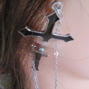 nwot Gothic CROSS Sword Two Piece Earring (K290)